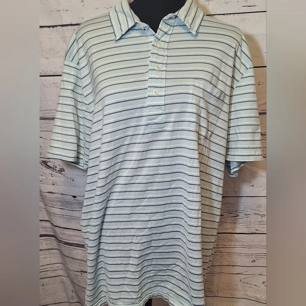 Ralph Lauren Blue and White Striped Soft Polo Shirt Sz XXL #1960